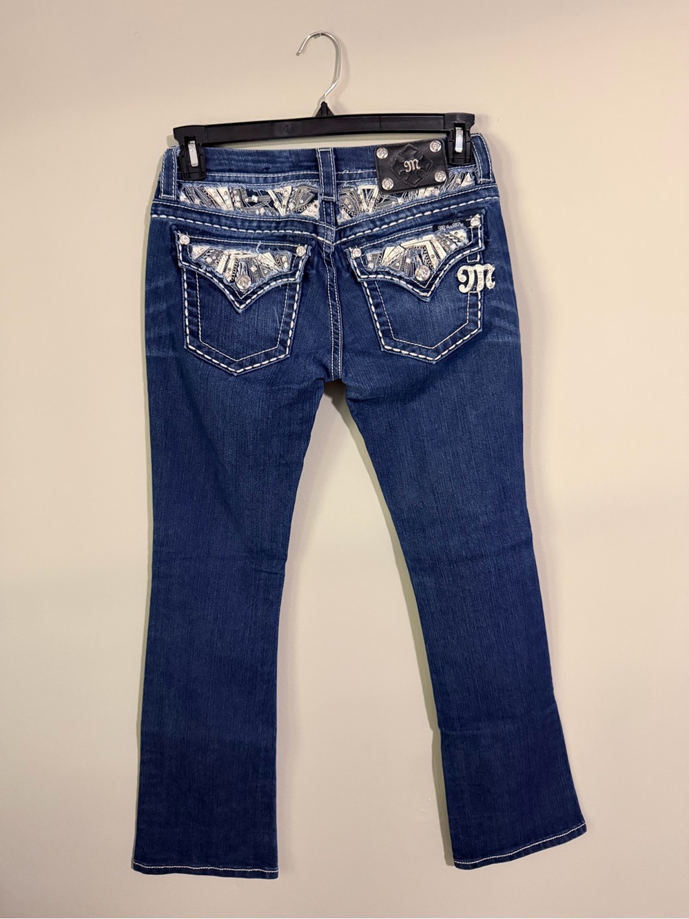 Gorgeous Vintage Miss Me Signature-Rise Slim Boot Jeans Embellished Pkts 31” Ins